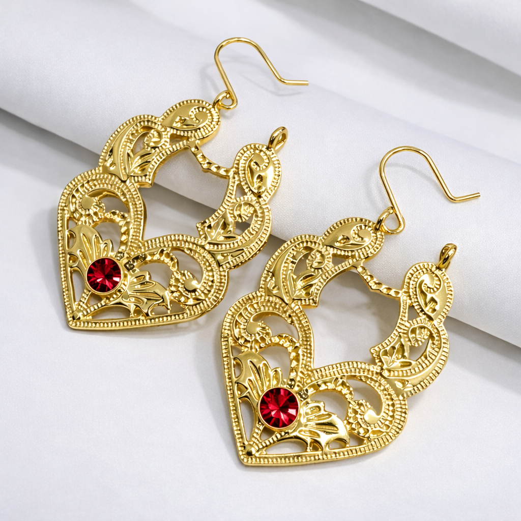 Španielske náušnice v tvare srdca